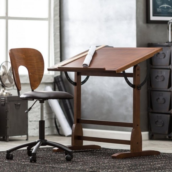 Studio Designs Rustic Oak Vintage Drafting Table » Petagadget