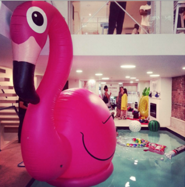 giant inflatable pink flamingo