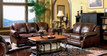 Inland Empire Furniture Rahman Cognac Tri Tone Leather Sofa & Love Seat with Chair