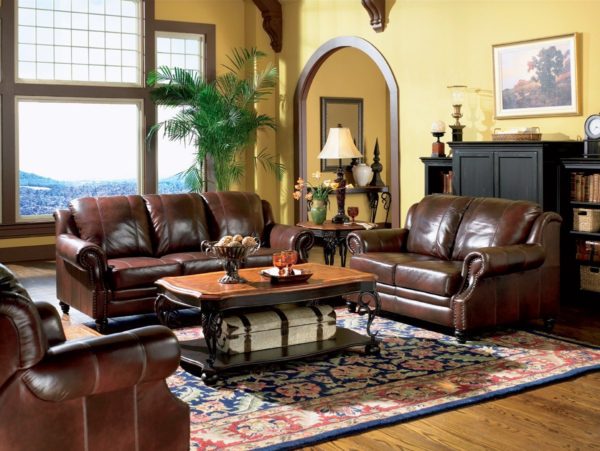 Inland Empire Furniture Rahman Cognac Tri Tone Leather Sofa & Love Seat ...