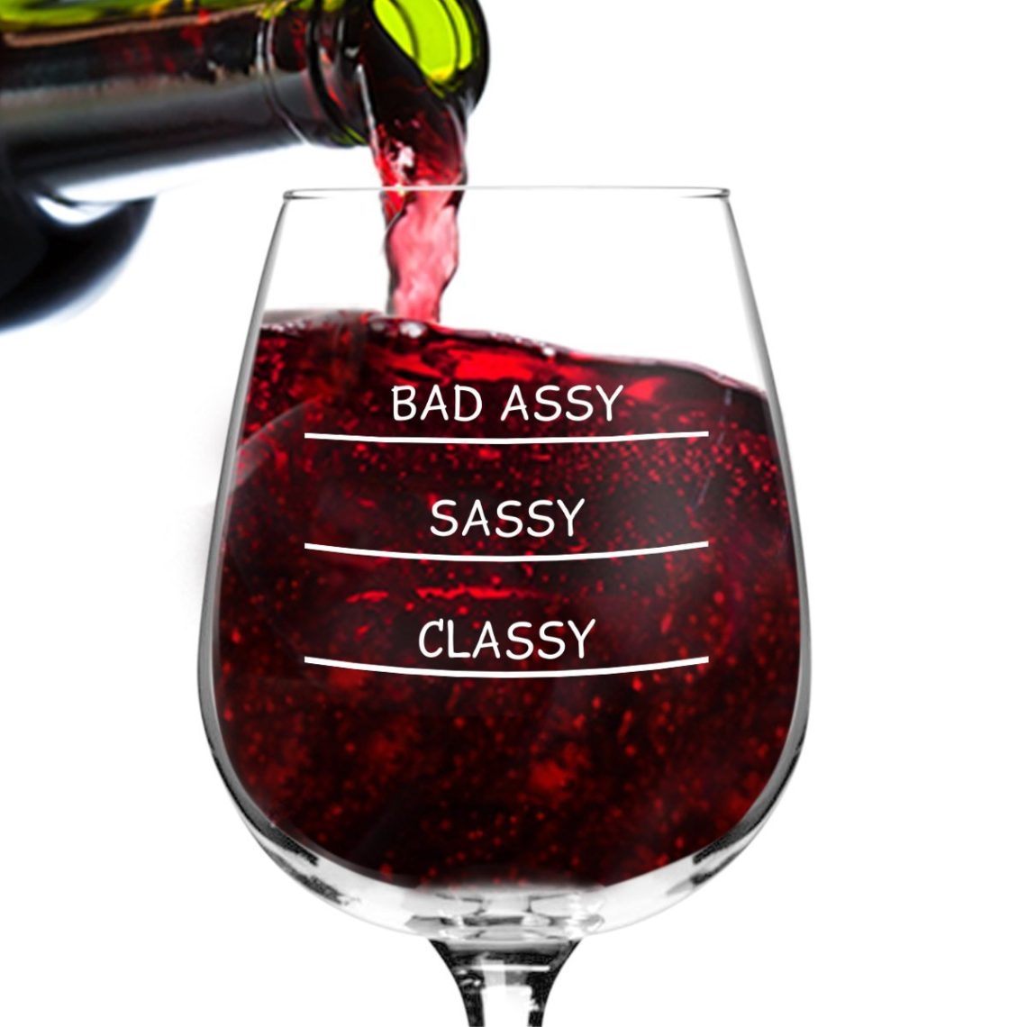 Classy Sassy Bad Assy Funny Novelty Wine Glass Petagadget