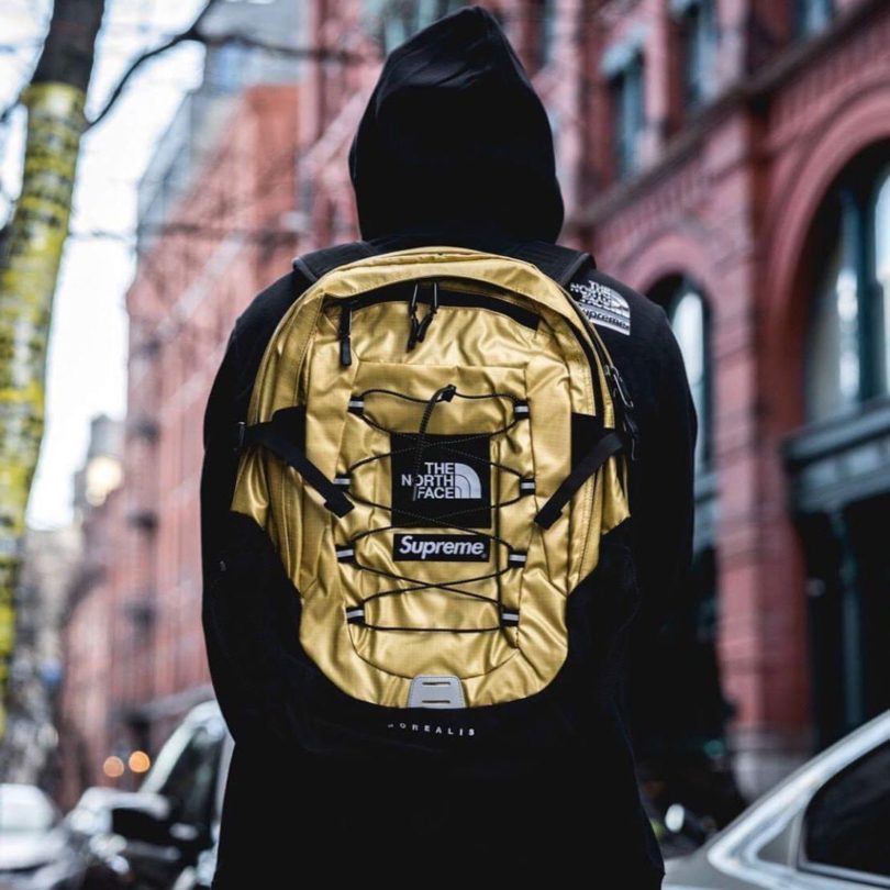 north face supreme backpack gold
