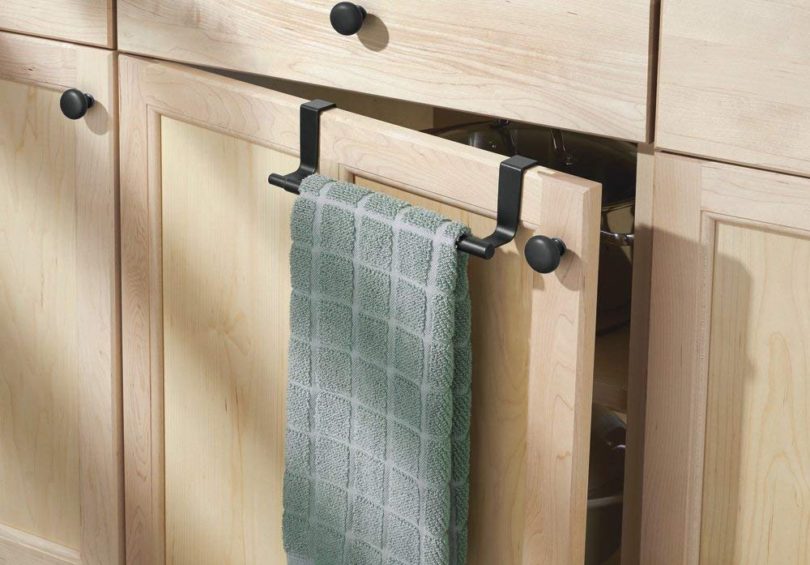 kitchen cabinet towel bar brass