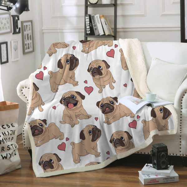 Sleepwish Pug Fleece Blanket Pet Blanket Dog Reversible Blanket ...