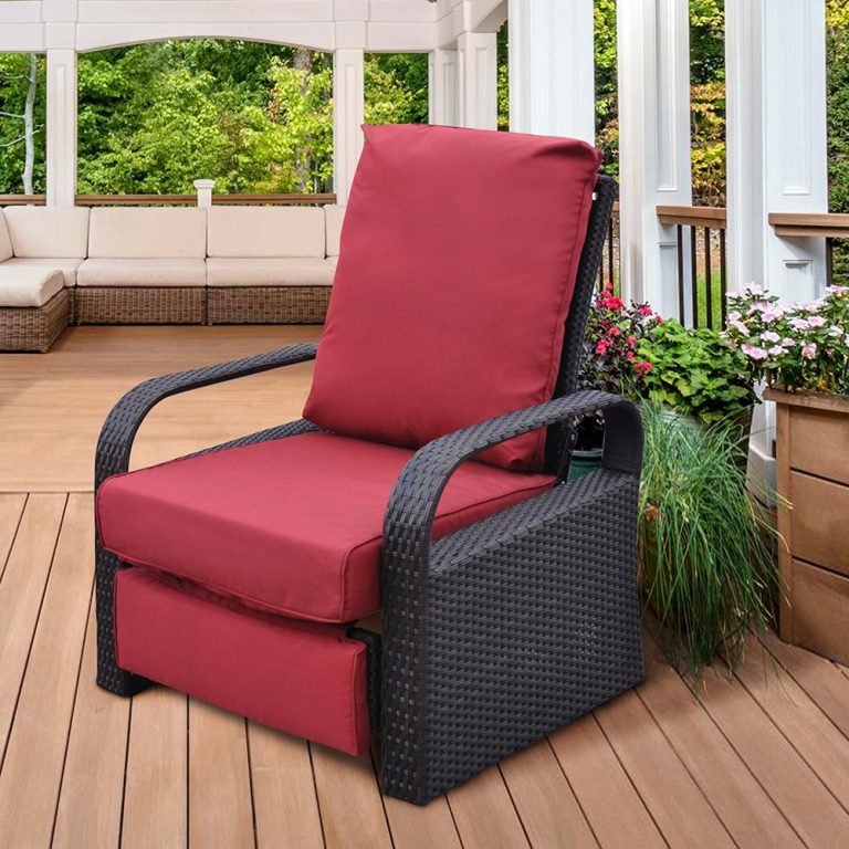 Outdoor Resin Wicker Patio Recliner Chair with Cushions » Petagadget