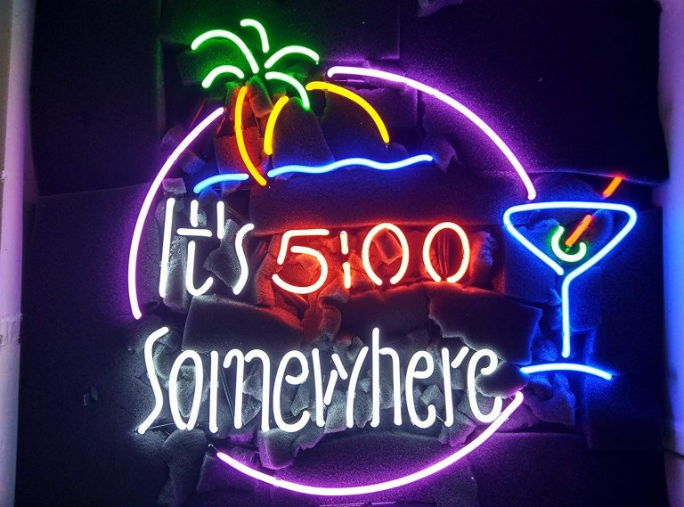 It's 5 O'clock 500 Somewhere Martini Cup Neon Sign » Petagadget