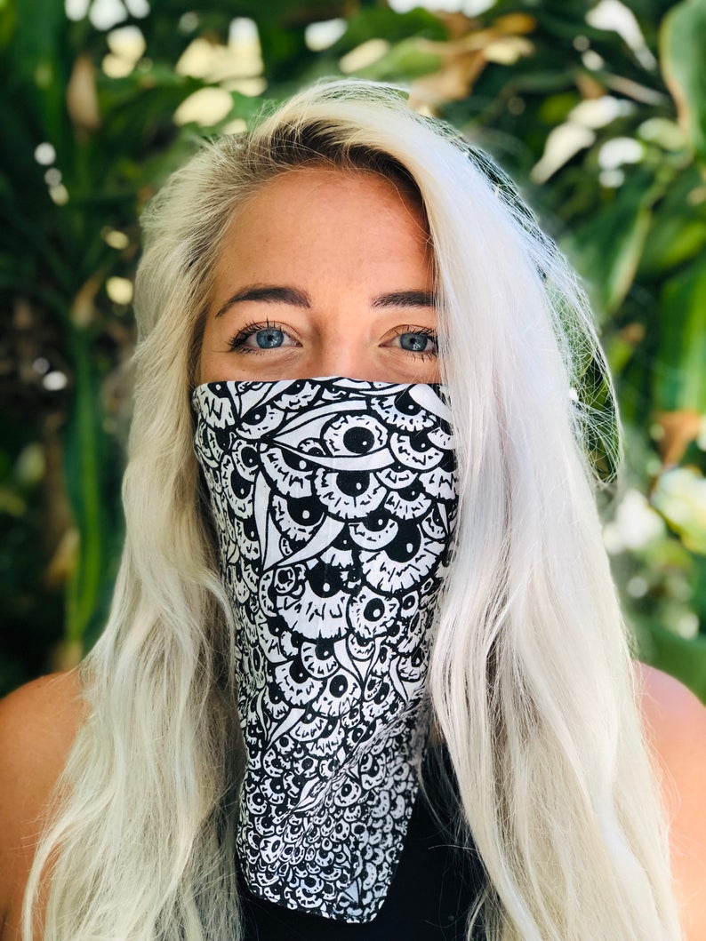 Art Bandana Face Mask Illustrated Eyeball Bandana Face Mask Petagadget