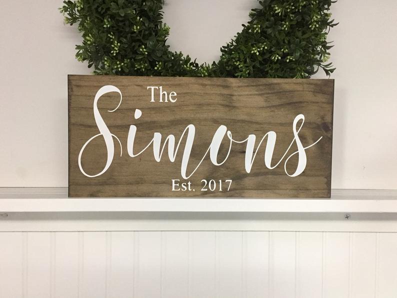Personalized Wedding Gift idea for couple Last Name Sign