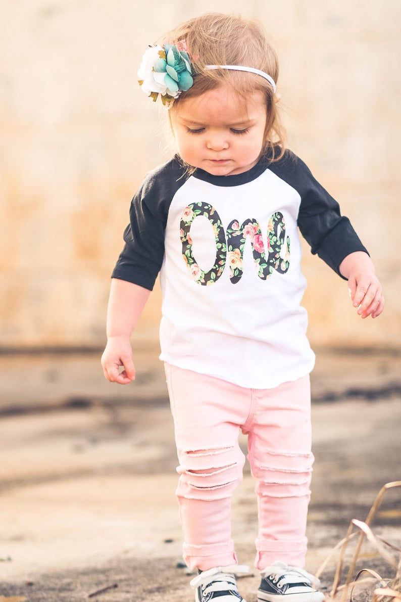 First birthday outfit girl Floral first birthday shirt » Petagadget