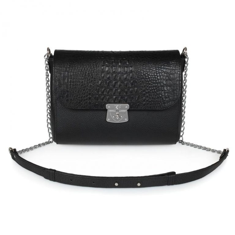 black leather cross over body bag