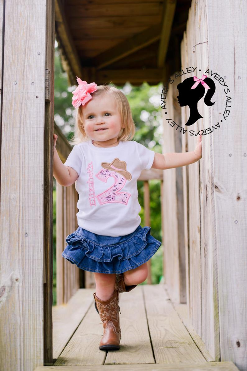 Personalized Pink Bandana Cowgirl Birthday Outfit Bodysuit » Petagadget