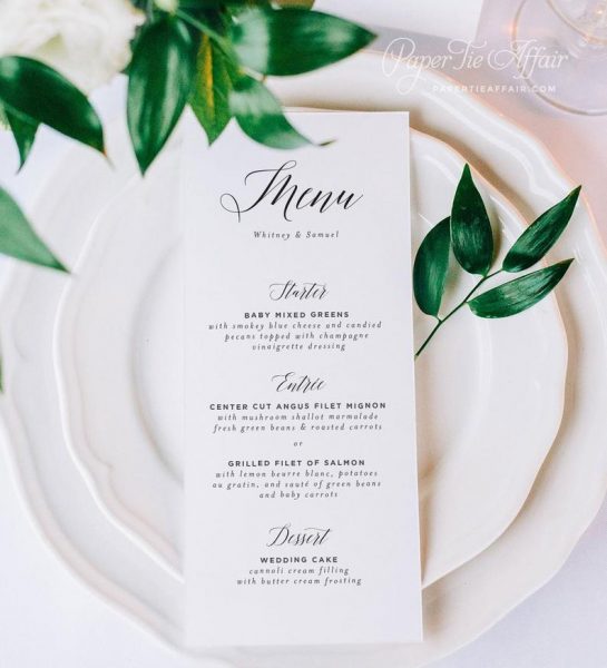 Wedding Menu Cards Wedding Menus Elegant Calligraphy » Petagadget