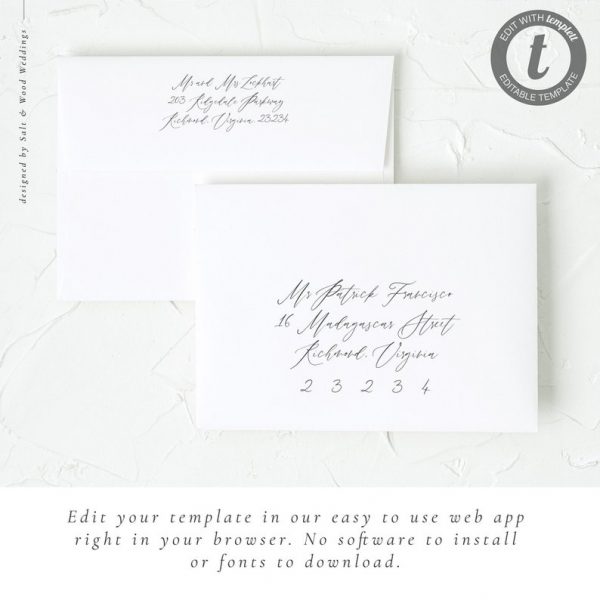 Calligraphy Wedding Envelope Address Template / Editable and » Petagadget