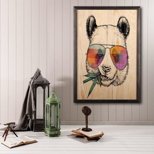 Cool Panda Wooden Tableau Print » Petagadget