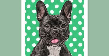 Custom dog picture  Polka dots background