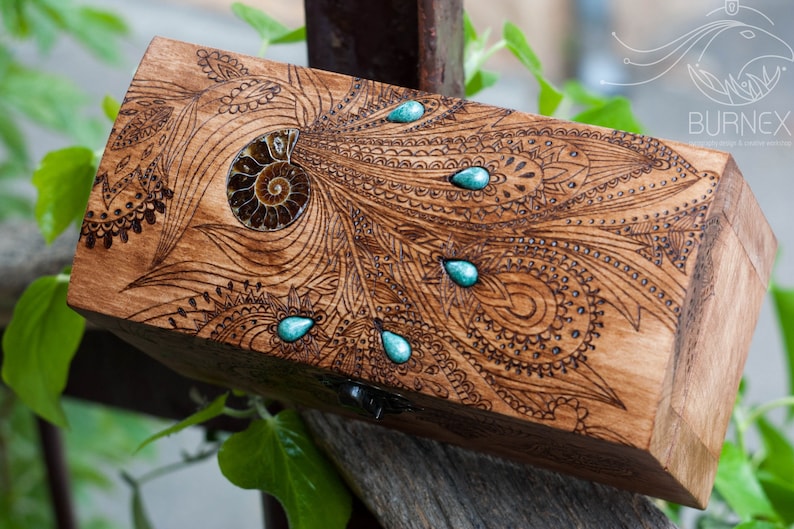 Wooden vintage jewelry box  custom keepsake box  with