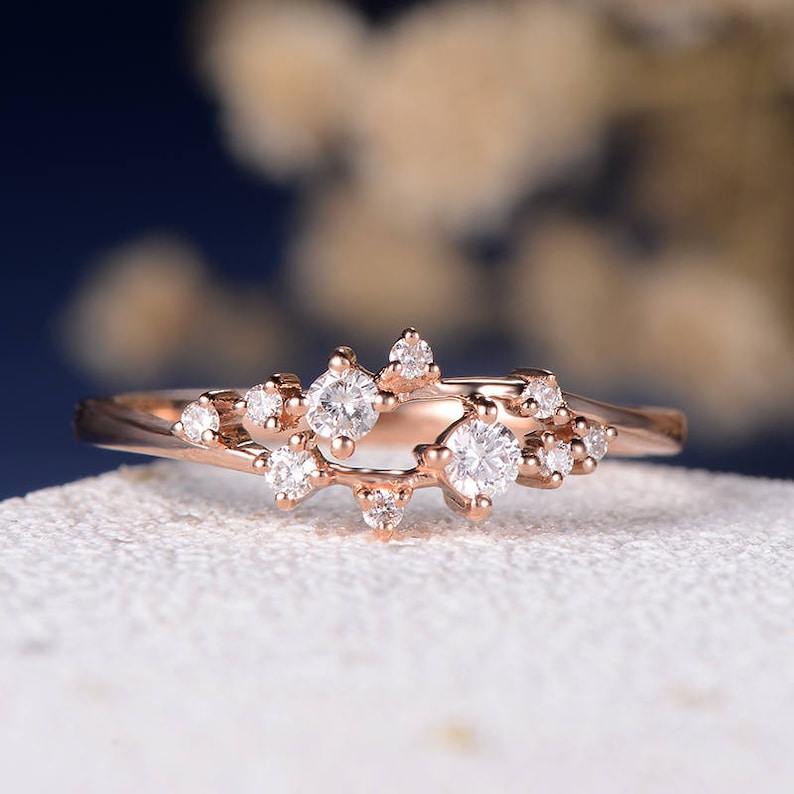 Engagement Ring Diamond Cluster Ring Twig Floral Unique