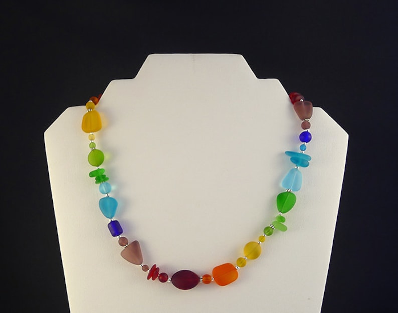 Rainbow sea glass necklace seaglass jewelry sea glass jewelry