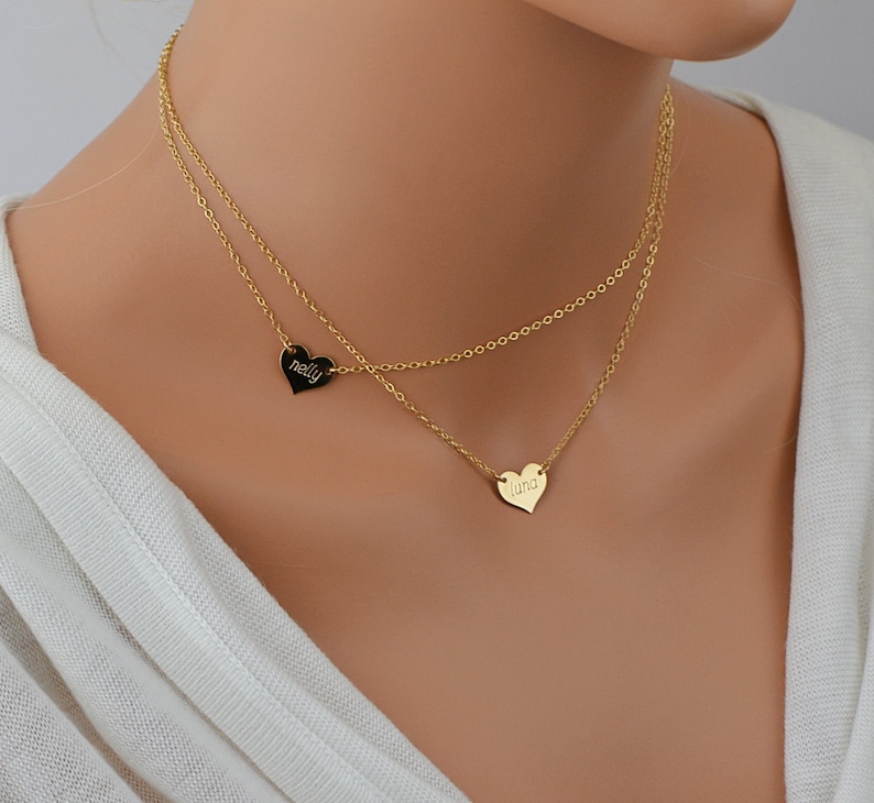 Personalized Heart Necklace Initial Heart Necklace Gold