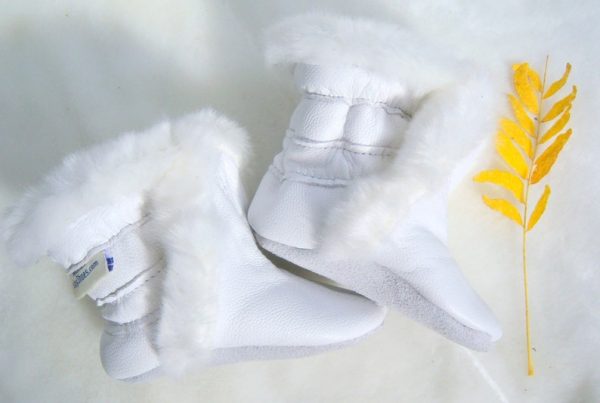 Winter Baby Boots In White Leather Leather Winter Booties » Petagadget