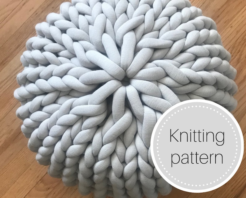 Chunky knit pouf pattern  tube yarn pouf  ottoman  knit