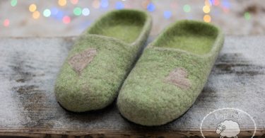 Mindfulness gift felted wool slippers green warm slippers for