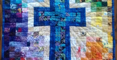 Quilt Pattern Watercolor Rainbow Religious Cross Christian