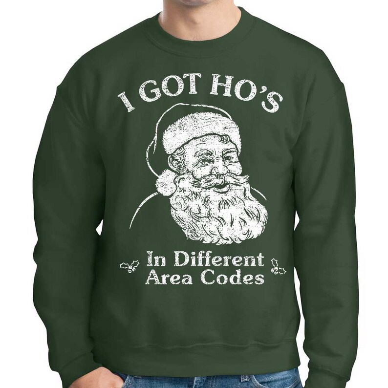 SANTA Ugly Christmas Sweater Got Hos NEW Gildan 50/50 Fleece