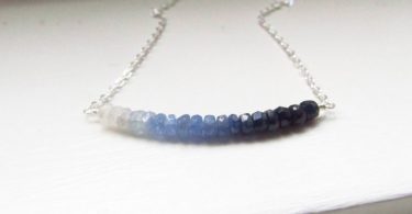 Sapphire necklace September birthstone ombre bar blue silver