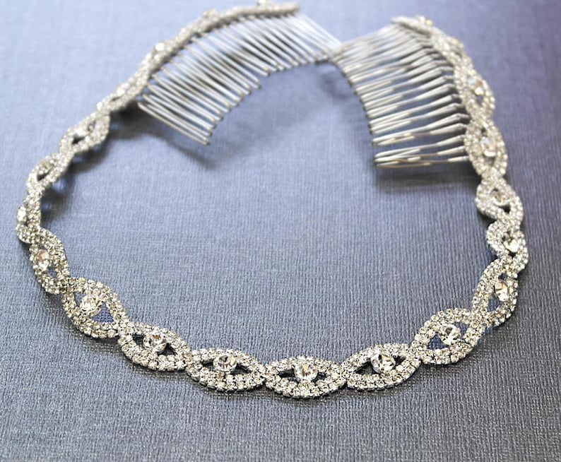 Silver Wedding Headband Bridal Headpiece Rhinestone