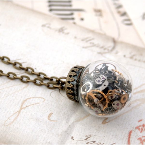 Steampunk Terrarium Necklace Glass Ball Statement Necklace » Petagadget