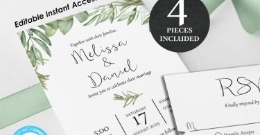 Wedding Invitation Suite Template Olive Branch Rosemary