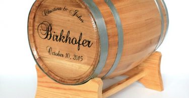Wine Barrel Wedding Card Holder  Engraved With Names and