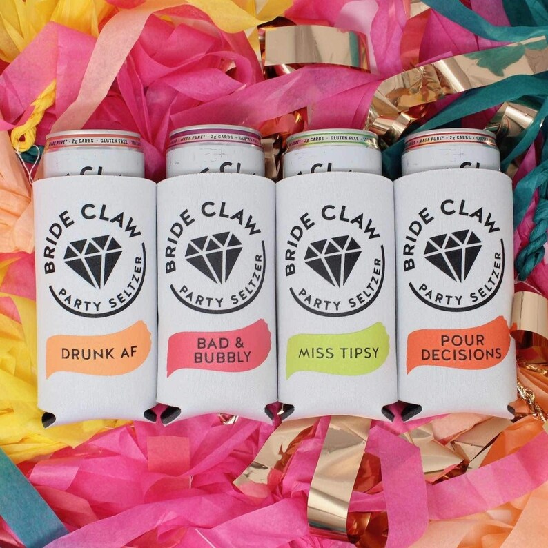 Bride Claw Bachelorette Party Skinny Can Coolers  White Claw