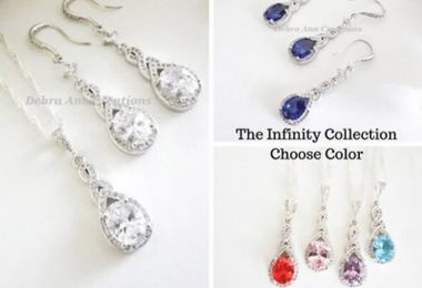 Cubic Zirconia Necklace Set Sapphire Necklace and Earring Blue