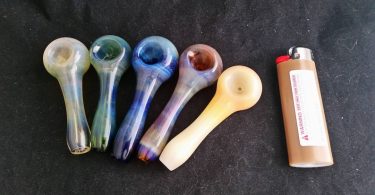 Fumed on Color Spoon Style Glass Tobacco Pipe