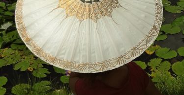 Hand Painted White Waterproof Parasol With FREE Umbrella Bag