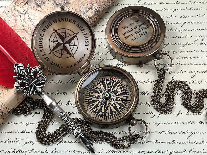 Personalized Compass Custom Engraved Engagement Wedding » Petagadget