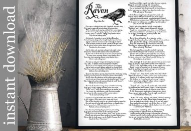 The Raven printable complete poem Edgar Allan Poe Halloween